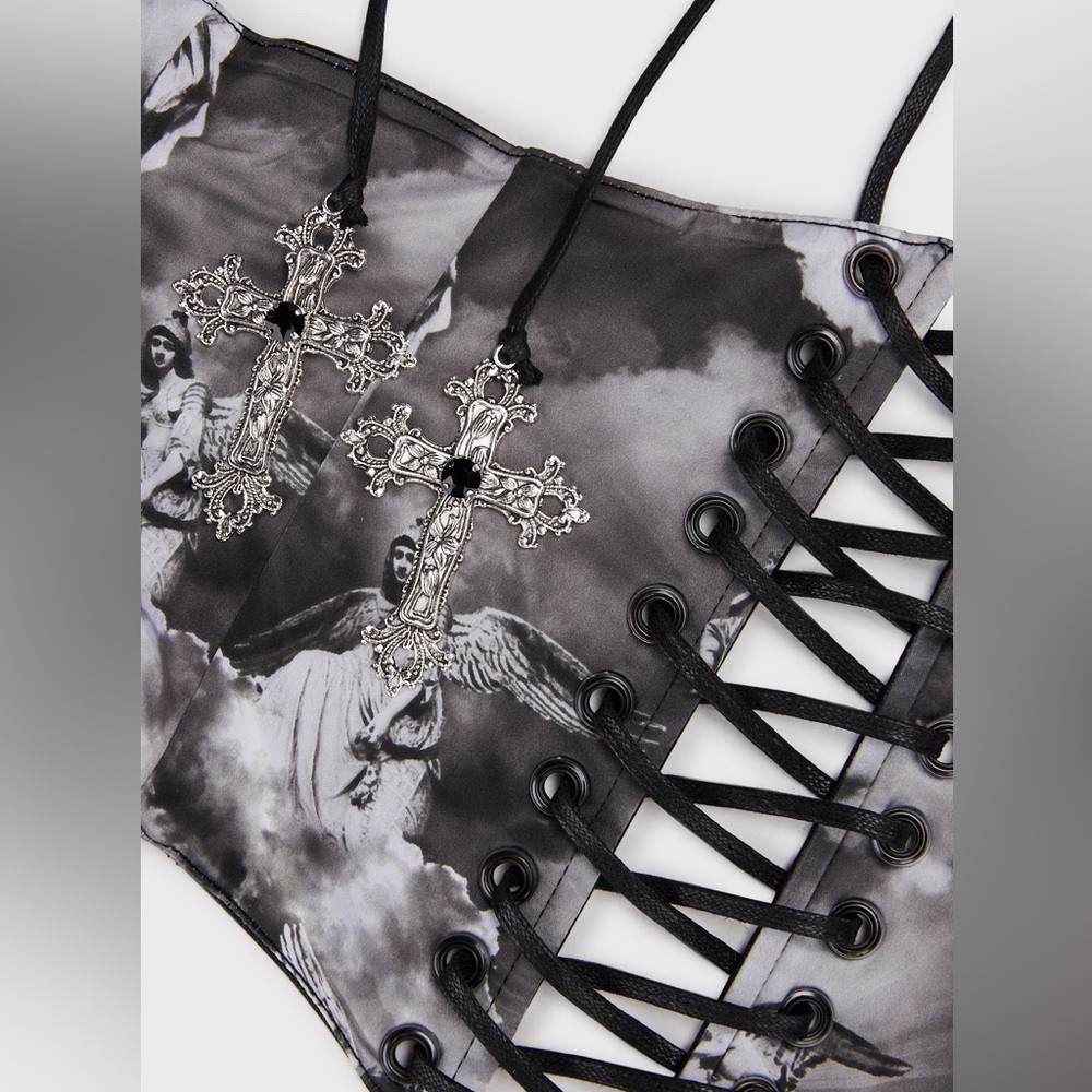 NWT Dolls Kill Widow Bound By Soul Waist Cincher Corset Size L/XL - Picture 3 of 15